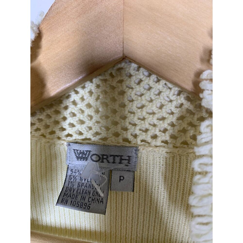 Worth Womens Size P Cardigan Sweater Ivory Pockets Grandmacore Crochet - Picture 5 of 5